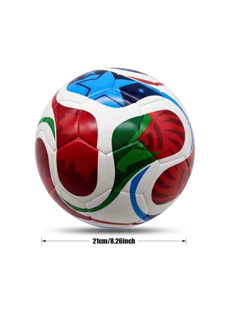 كرة قدم للتدريب والمباريات مقاس 5 بتصميم ديناميكي وسطح محكم للتحكم الفائق ( كاس العالم ) - أبيض/أزرق/أحمر - Image 3