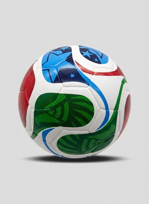 كرة قدم للتدريب والمباريات مقاس 5 بتصميم ديناميكي وسطح محكم للتحكم الفائق ( كاس العالم ) - أبيض/أزرق/أحمر