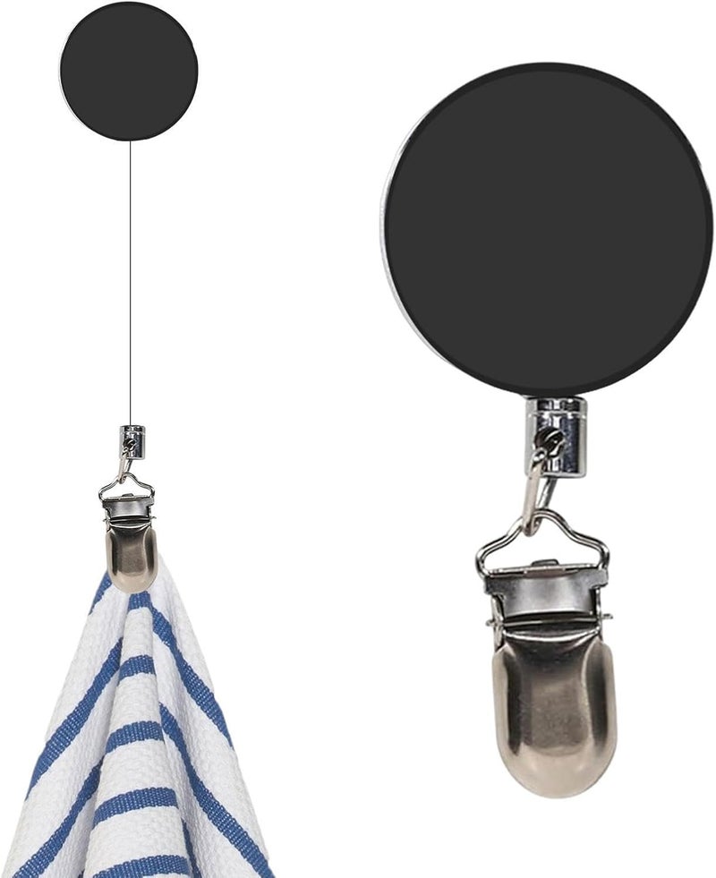 Bathroom Towel Holder - Retractable No-Drill Wall Mount Hook, Kitchen Storage Rack with Self Adhesive Backing, Shower Robe Hanger, Toilet Hand Clothes Rail, Coat Purse Peg for Room - Image 1