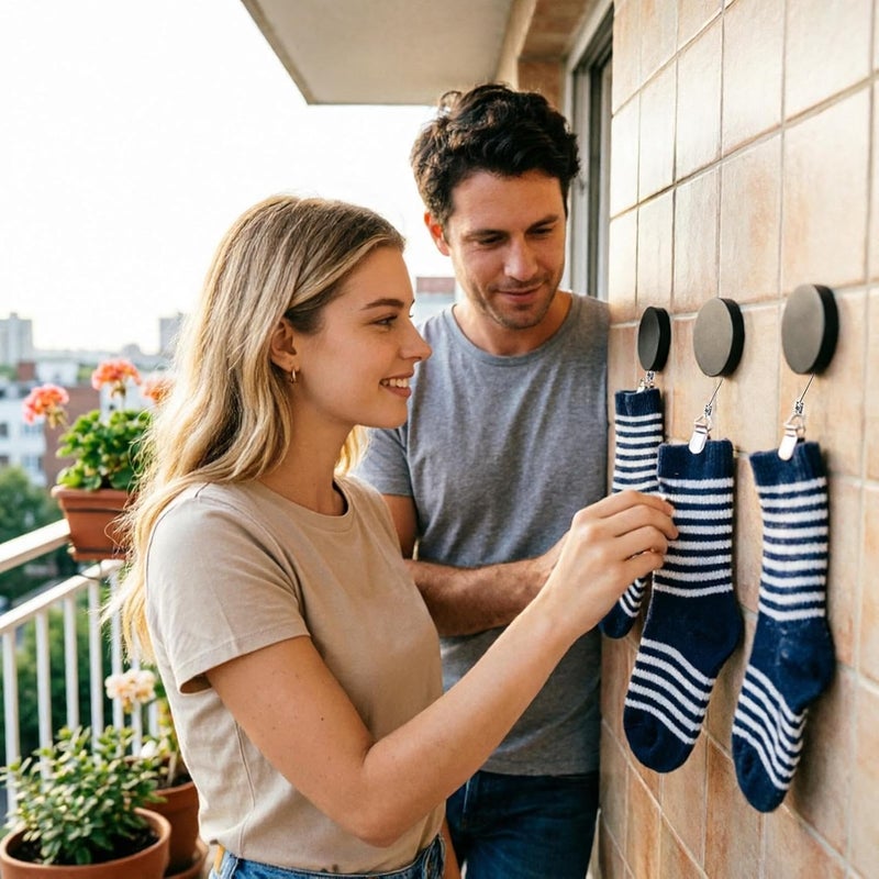 Bathroom Towel Holder - Retractable No-Drill Wall Mount Hook, Kitchen Storage Rack with Self Adhesive Backing, Shower Robe Hanger, Toilet Hand Clothes Rail, Coat Purse Peg for Room - Image 2