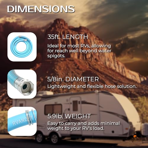 rVandtt - RV Fresh Water Hose - Premium Drinking Water Hose with Storage Bag, Flexible Garden Hose for RV, Camping, and Outdoor Use - Lead, BPA, and Phthalate Free, 35ft 5/8" diameter - Image 4