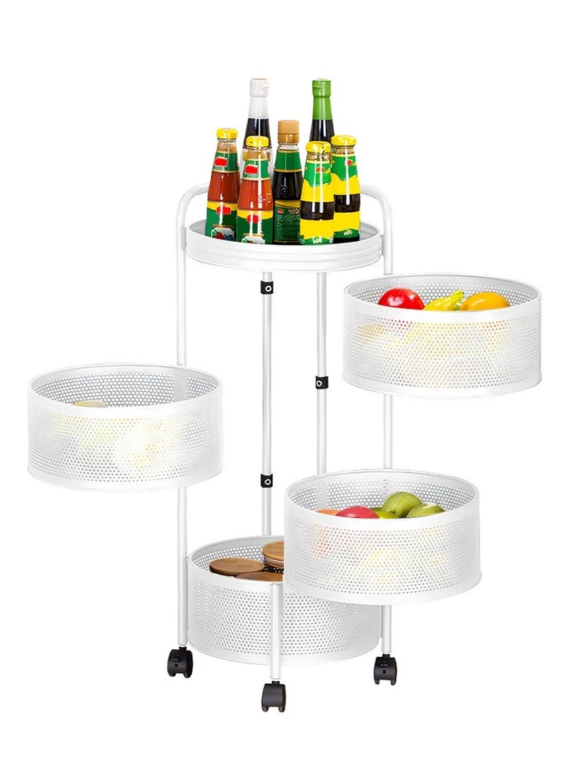 Raxoom 4 Tier Round Rotating Multi-Layer Kitchen Storage Shelf White - Image 1