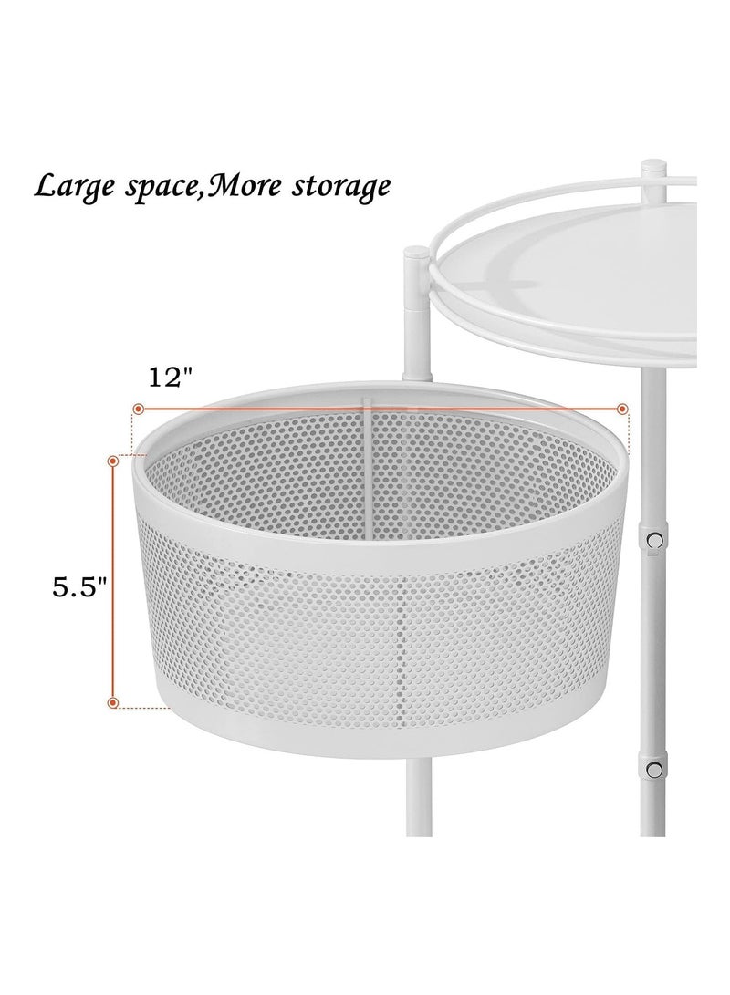Raxoom 4 Tier Round Rotating Multi-Layer Kitchen Storage Shelf White - Image 3