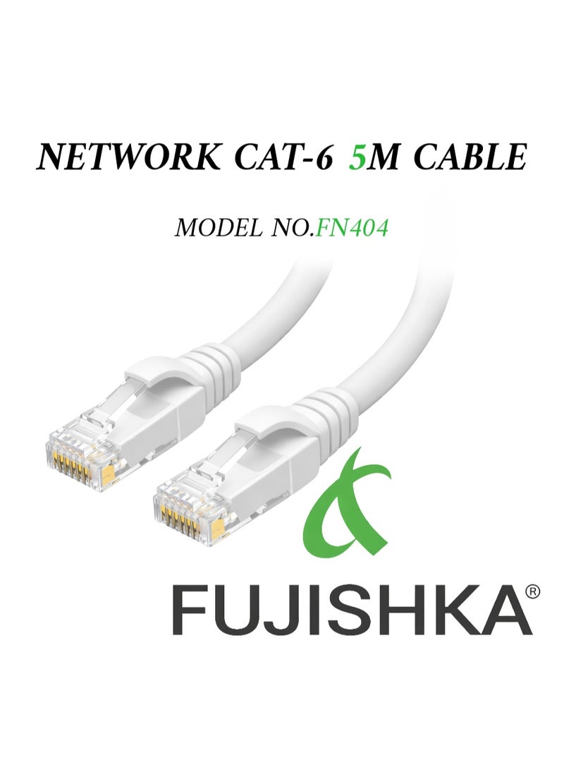 فوجيشكا كابل إيثرنت CAT-6 بطول 5 أمتار - كابل شبكة محلية عالي السرعة - موديل FN404 - Image 1