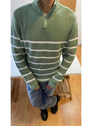 Cool Style Aqua Green-White Men's Regular Zippered Fisherman Knitwear Sweater - pzsku/Z006C87AB6C2F923B602CZ/45/_/1731089620/7c1fbc62-8d80-46da-af16-85caf2f3821c