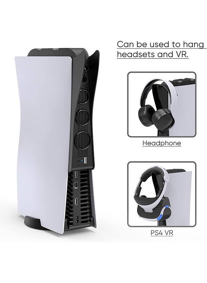 Ipega - Fan and Controller Charger for PS5 DualSense, 2.5H Fast 2 in 1 Charging Station, and Cooling System Accessories for Playstation 5 Disc and Digital Edition - Image 1