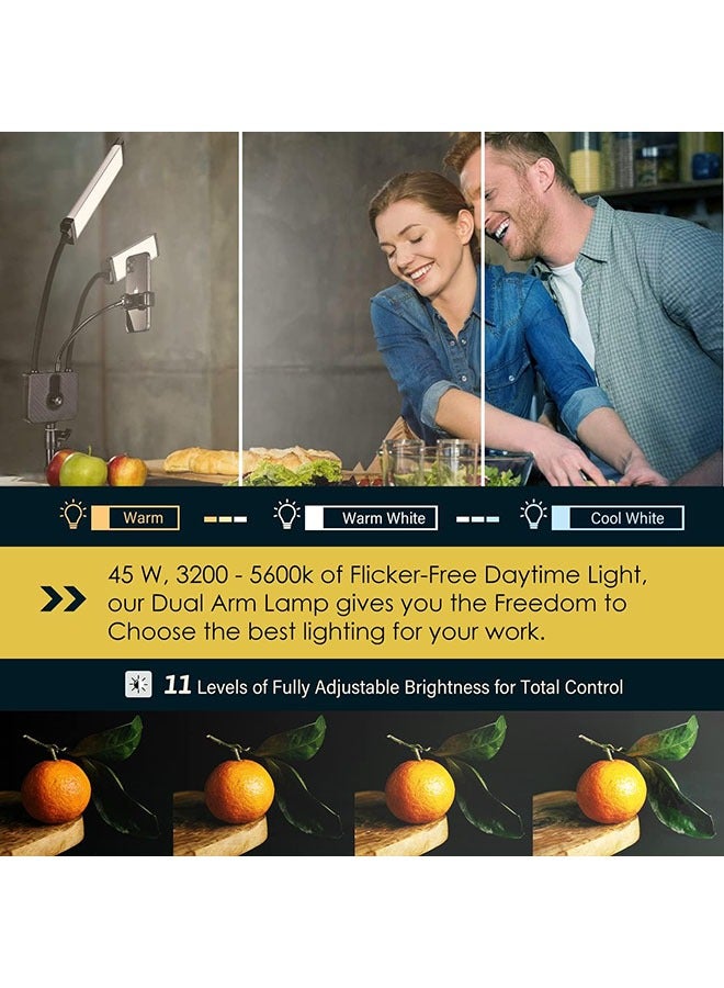 general Double Arm Light 45W Double Tube Double Head Photography Light ,Esthetician Light with Tripod Stand and Phone Holder, Floor Lamp, Lash Lamp for Eyelash Extensions, Touch Switch Lash Light for Makeup - Image 2