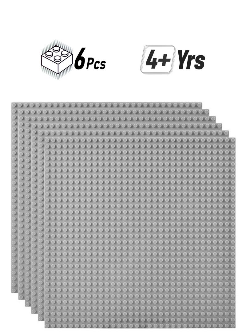 Lekebaby Classic Baseplates Building Base Plates For Building Bricks 100% Compatible With Major Brandsbaseplate 10" X 10", Pack Of 6, Grey - Image 1