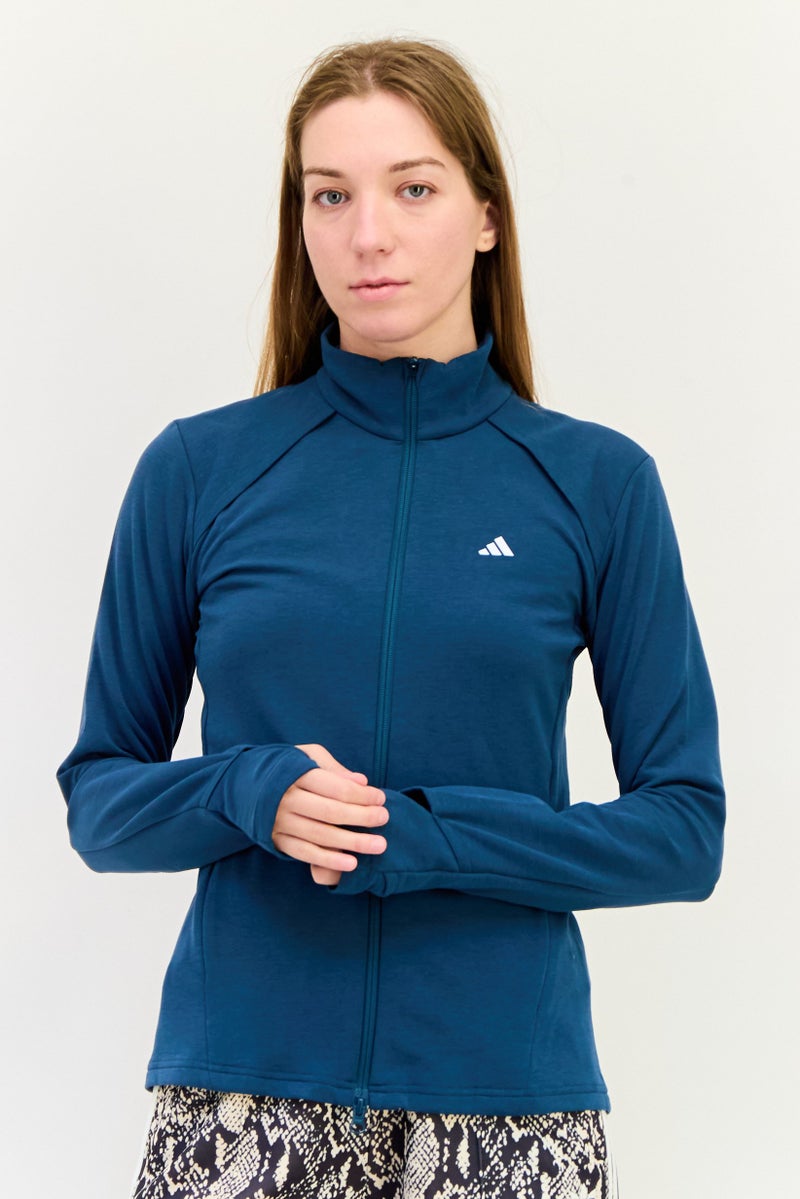 Adidas Women Slim Fit Long Sleeve Training Sweatshirt, Teal Green  - Image 1