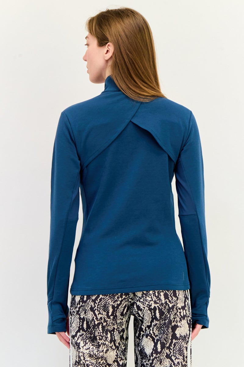 Adidas Women Slim Fit Long Sleeve Training Sweatshirt, Teal Green  - Image 3