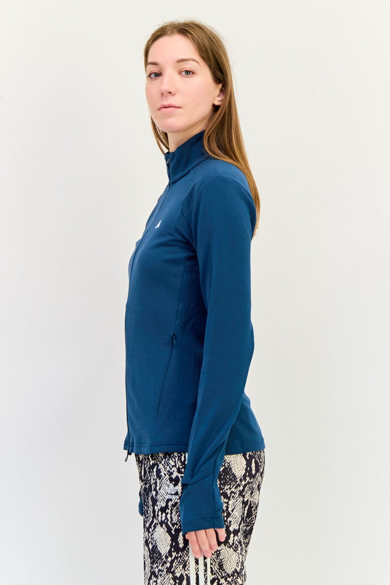 Adidas Women Slim Fit Long Sleeve Training Sweatshirt, Teal Green  - Image 4