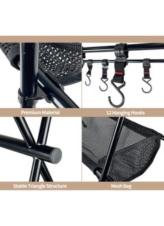VUCATIN Camping Hanging Rack Cookware Hanging Rack with Under Net Bag Hanging Organizer Stand Support Bracket & Hooks Portable Campsite Storage Rack for Fire Pit Outdoor BBQ Picnic  - Image 5