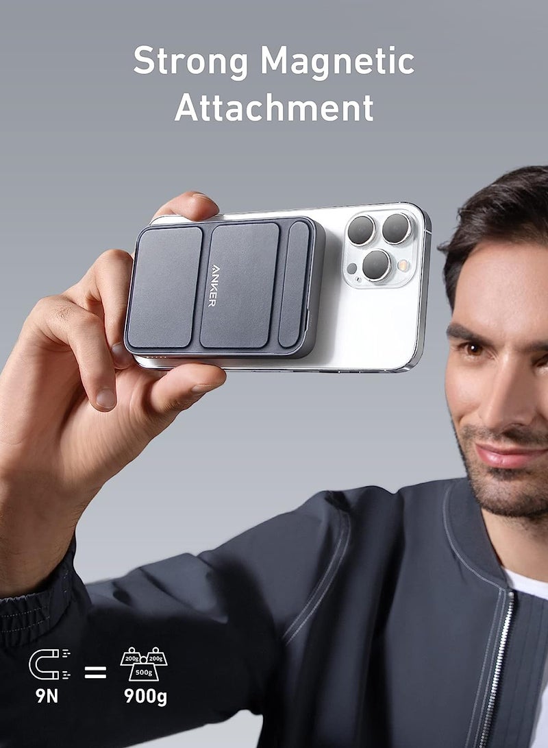 باور بانك بقدرة 5000 مللي أمبير في الساعة، وبطارية ماجو 622 مغناطيسية، وشاحن محمول لاسلكي مغناطيسي قابل للطي ومنفذ USB-C لهواتف iPhone 15/15 Plus/15 Pro/15 Pro Max وiPhone 14/13 Series أسود - Image 5