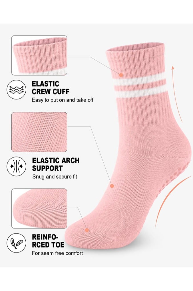 بوفان 6 زوج الجوارب بيلاتيس للنساء، الجوارب الرياضية اليوغا غير زلة لبار باليه الحفاة للتمارين المستشفى - Image 2