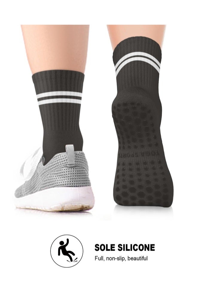 بوفان 6 زوج الجوارب بيلاتيس للنساء، الجوارب الرياضية اليوغا غير زلة لبار باليه الحفاة للتمارين المستشفى - Image 3