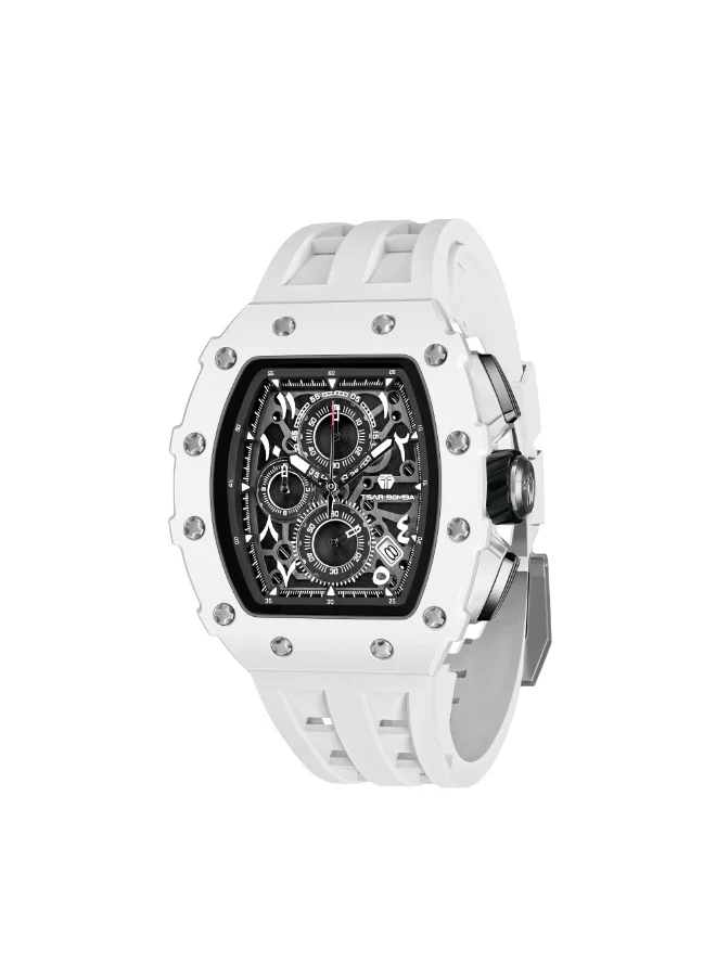 TSAR BOMBA TSAR BOMBA Watches Men Luxury Square Mens Watch Chronograph 50M Waterproof Sapphire Glass Japan Quartz Movement TMI VK67 Silicone Strap Classic Tonneau Design Luminous Calendar Wrist Watches