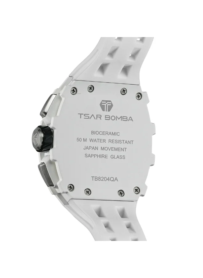 TSAR BOMBA TSAR BOMBA Watches Men Luxury Square Mens Watch Chronograph 50M Waterproof Sapphire Glass Japan Quartz Movement TMI VK67 Silicone Strap Classic Tonneau Design Luminous Calendar Wrist Watches