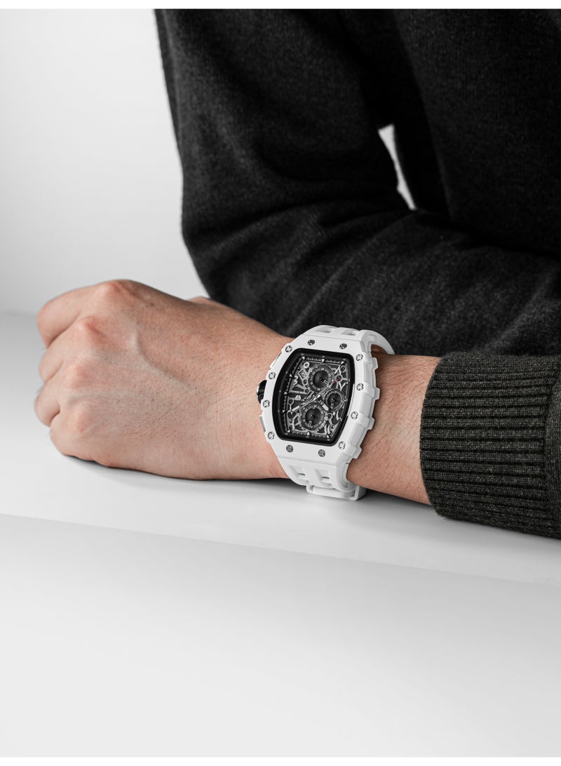 TSAR BOMBA ساعات تسار بومبا رجالي فاخرة مربعة كرونوغراف مقاومة للماء  متر زجاج ياقوت حركة كوارتز يابانية   سوار سيليكون تصميم تونيو كلاسيكي مضيئة تقويم ساعات يد - Image 2