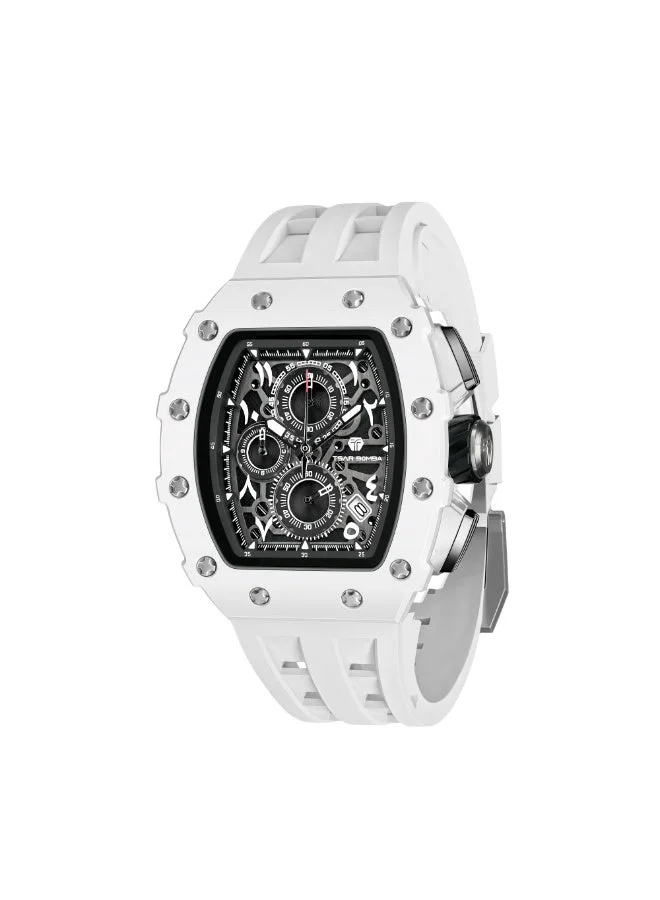 TSAR BOMBA Watches Men Luxury Square Mens Watch Chronograph 50M Waterproof Sapphire Glass Japan Quartz Movement TMI VK67 Silicone Strap Classic Tonneau Design Luminous Calendar Wrist Watches