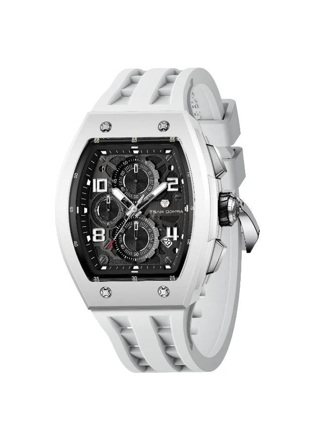 تسار بومبا ساعات تسار بومبا رجالي فاخرة مربعة كرونوغراف مقاومة للماء  متر زجاج ياقوت حركة كوارتز يابانية   سوار سيليكون تصميم تونيو كلاسيكي مضيئة تقويم ساعات يد