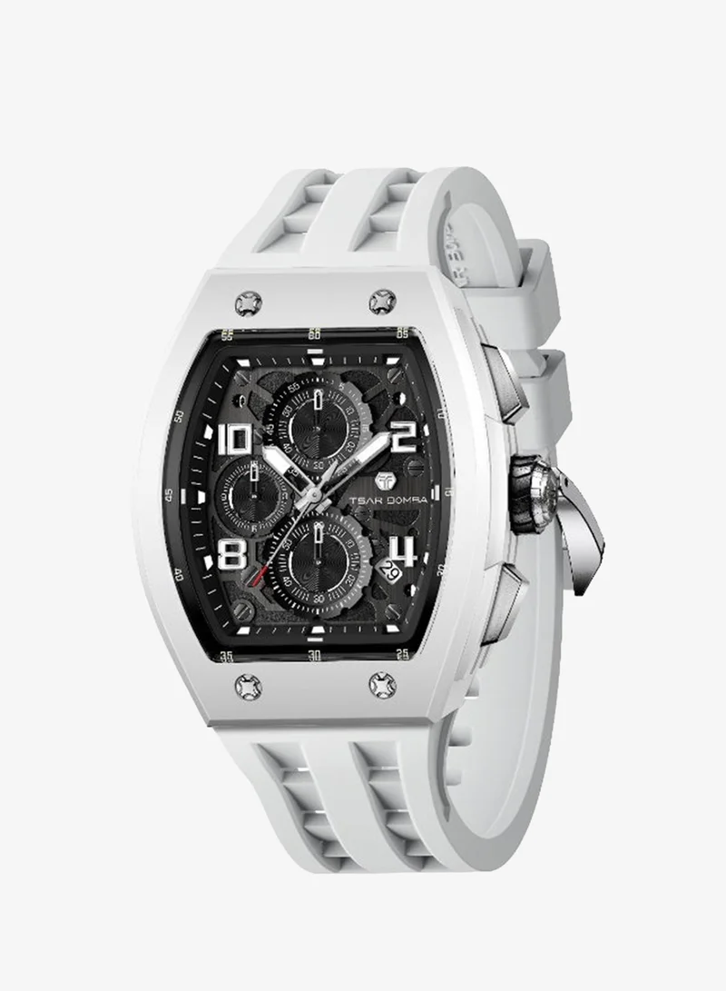 TSAR BOMBA TSAR BOMBA Watches Men Luxury Square Mens Watch Chronograph 50M Waterproof Sapphire Glass Japan Quartz Movement TMI VK67 Silicone Strap Classic Tonneau Design Luminous Calendar Wrist Watches