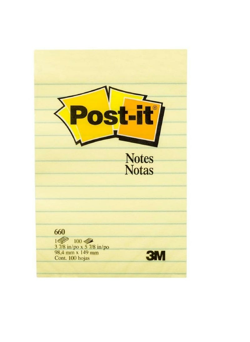 ثري ام ٦٦٠ ورقة ملاحظات لاصقة ذاتية اللصق، مستطيلة الشكل، ٤ × ٦ بوصات، ١٠٠ ورقة