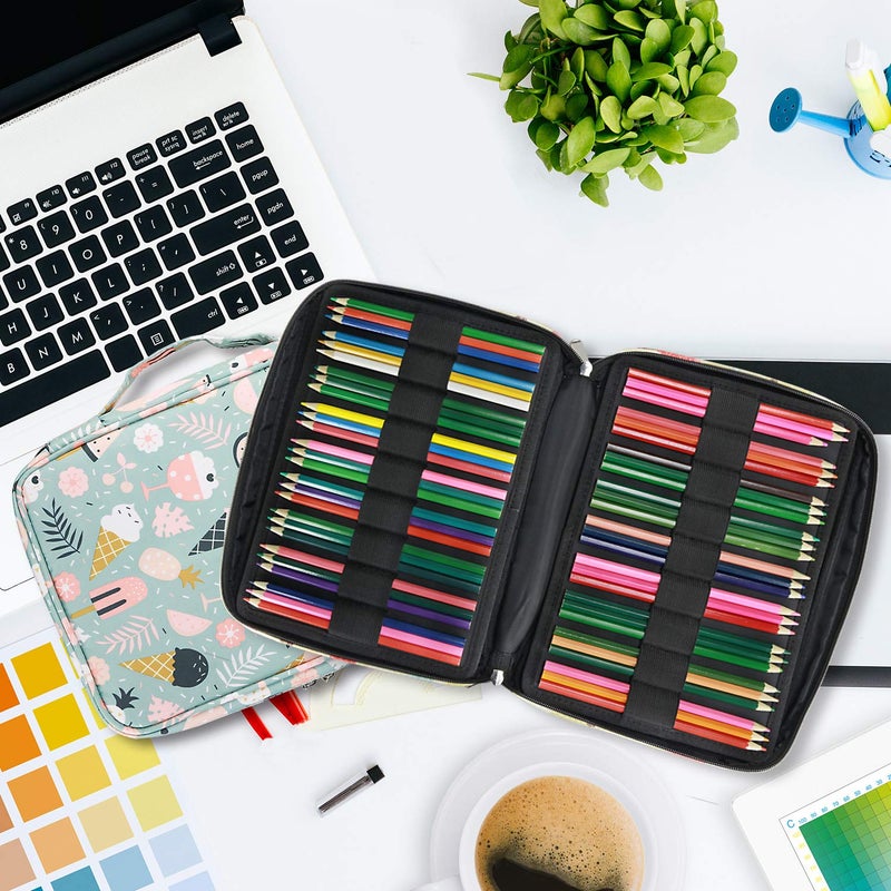 YOUSHARES Colored Pencil Case 166 Slots Pen Case Organizer With Handy Wrap & Zipper, Multilayer Holder for Prismacolor Colored Pencils & Gel Pen (Ice-Cream) - Image 5