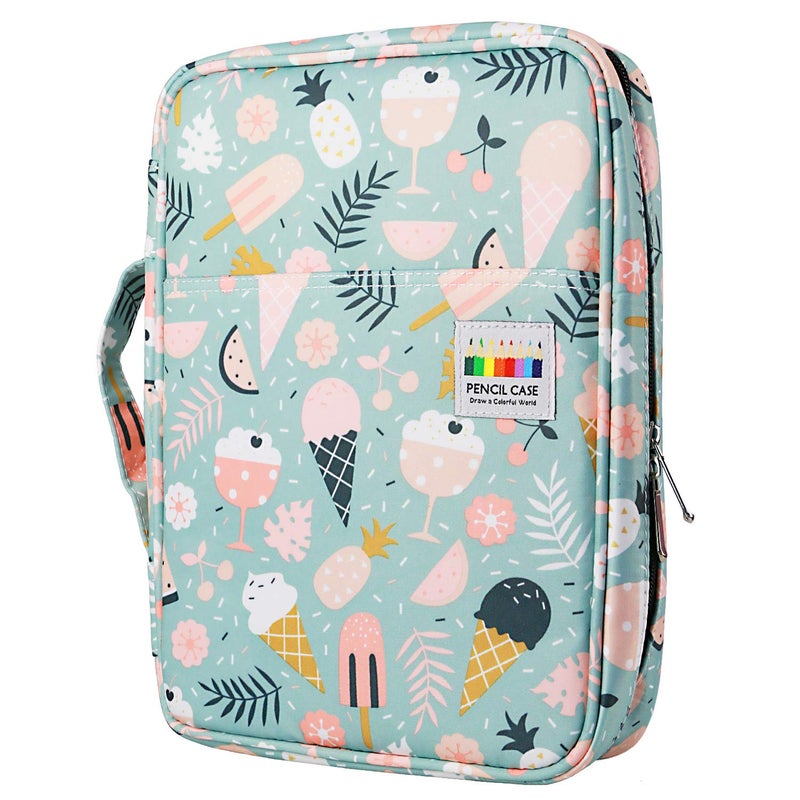 YOUSHARES Colored Pencil Case 166 Slots Pen Case Organizer With Handy Wrap & Zipper, Multilayer Holder for Prismacolor Colored Pencils & Gel Pen (Ice-Cream) - Image 1