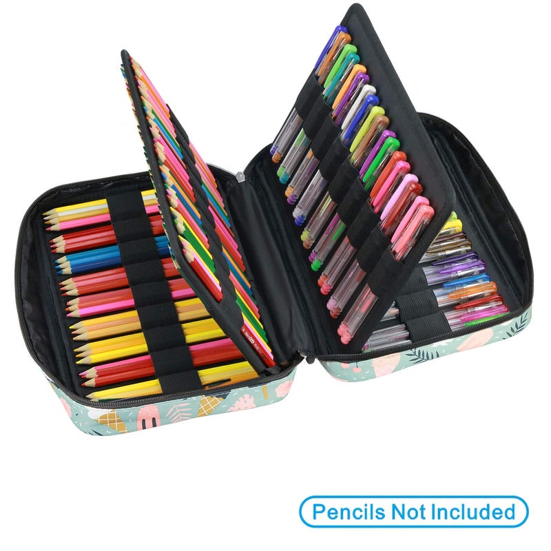YOUSHARES Colored Pencil Case 166 Slots Pen Case Organizer With Handy Wrap & Zipper, Multilayer Holder for Prismacolor Colored Pencils & Gel Pen (Ice-Cream) - Image 3