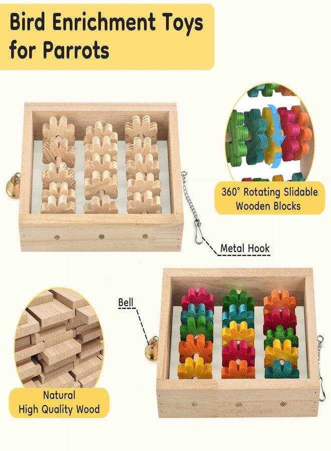 DBNESS 2Pcs Bird Toys, Hanging Parrot Chew Toy, Natural Wooden Chewing Puzzle Training Blocks Intellectual Development for Budgie, Conure, Lovebird, Cockatoo, African Grey, Amazon Parrots, Macaw - Image 3