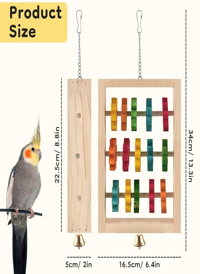 DBNESS 2Pcs Bird Toys, Hanging Parrot Chew Toy, Natural Wooden Chewing Puzzle Training Blocks Intellectual Development for Budgie, Conure, Lovebird, Cockatoo, African Grey, Amazon Parrots, Macaw - Image 2