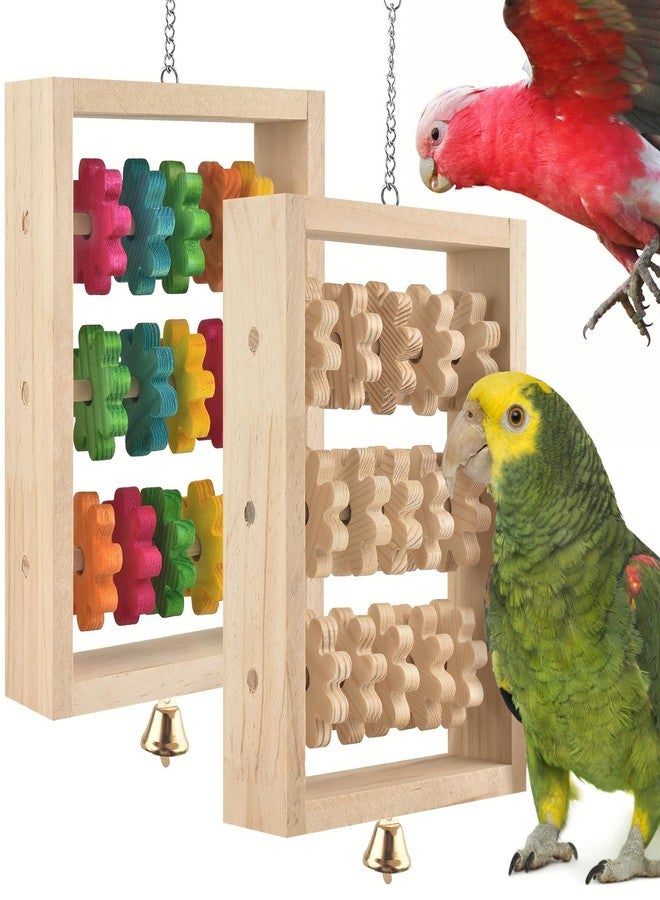 DBNESS 2Pcs Bird Toys, Hanging Parrot Chew Toy, Natural Wooden Chewing Puzzle Training Blocks Intellectual Development for Budgie, Conure, Lovebird, Cockatoo, African Grey, Amazon Parrots, Macaw - Image 1