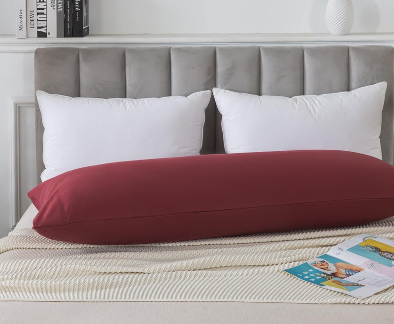 WhatsBedding Body Pillow Cover  Ultra Soft Microfiber Pillowcases  Breathable Long Pillow Case  Envelope Closure - Wine Red (21x54 inch) - Image 2