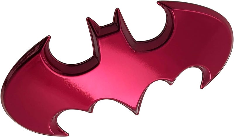 Fan Emblems شعارات المعجبين باتمان شارة سيارة ثلاثية الأبعاد - شعار جناح الخفاش 1989 (كروم وردي: 95 × 46 × 5 مم) - Image 1