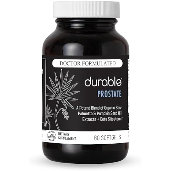 Durable Prostate Men Health Supplement - USPlus Saw Palmetto + Beta Sitosterol Blend Urinary Flow Bladder Function Vitality Daily Wellness - Doctor-Formulated Made in USA – 30 Day Supply (60 Softgels) - Image 1