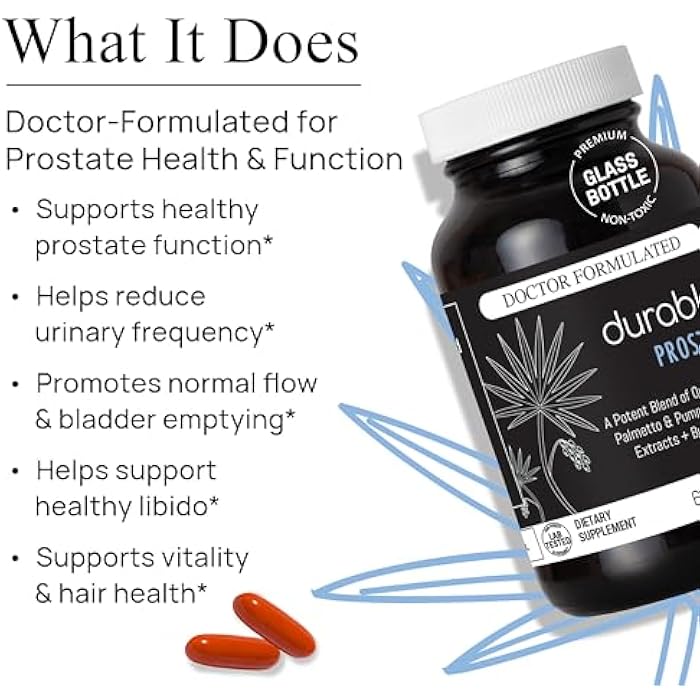 Durable Prostate Men Health Supplement - USPlus Saw Palmetto + Beta Sitosterol Blend Urinary Flow Bladder Function Vitality Daily Wellness - Doctor-Formulated Made in USA – 30 Day Supply (60 Softgels) - Image 3