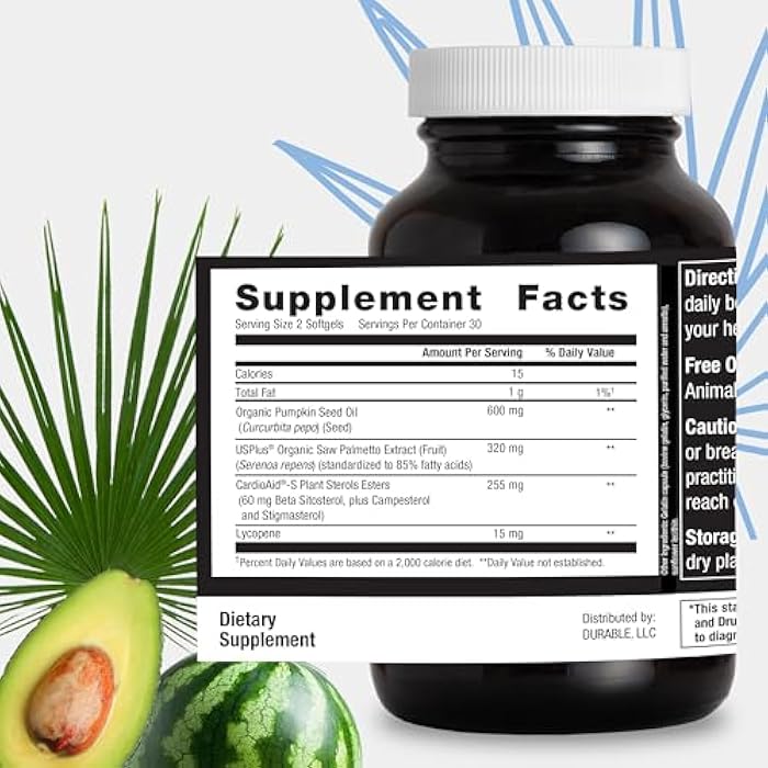 Durable Prostate Men Health Supplement - USPlus Saw Palmetto + Beta Sitosterol Blend Urinary Flow Bladder Function Vitality Daily Wellness - Doctor-Formulated Made in USA – 30 Day Supply (60 Softgels) - Image 5