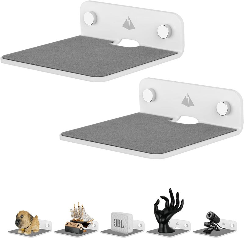 TXesign Wall Shelves Speaker Shelves-2 Pack 4.25 Acrylic Small Floating Shelves Speaker Mount for Bluetooth Speaker, Webcam, Cell Phones, Toy Display Shelf Acrylic Speaker Shelf (White, Small) - Image 4