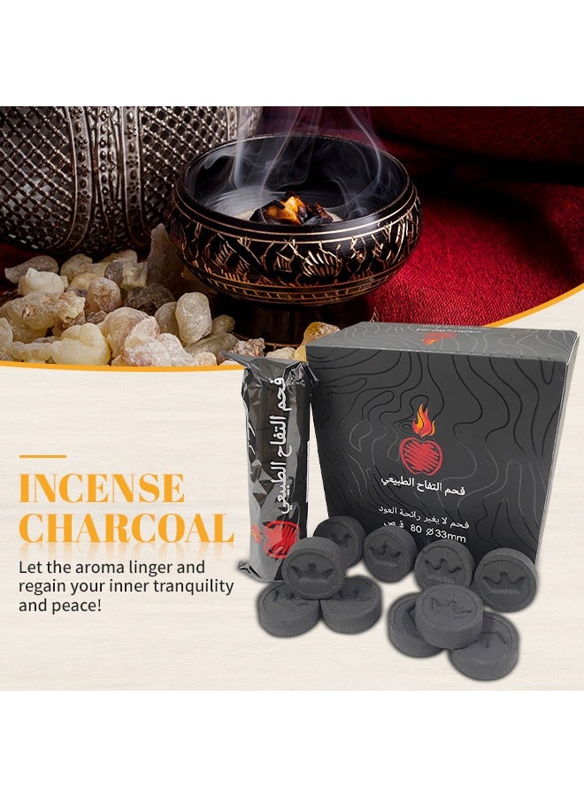 80 Pcs Natural Bakhoor Coal for Incense, Long-Lasting Burning Incense Charcoal for Mabkhara, Pure Aroma and No Chemical Additives, Perfect for Majlis, Bedroom, Study Room, Hotel  - Image 2