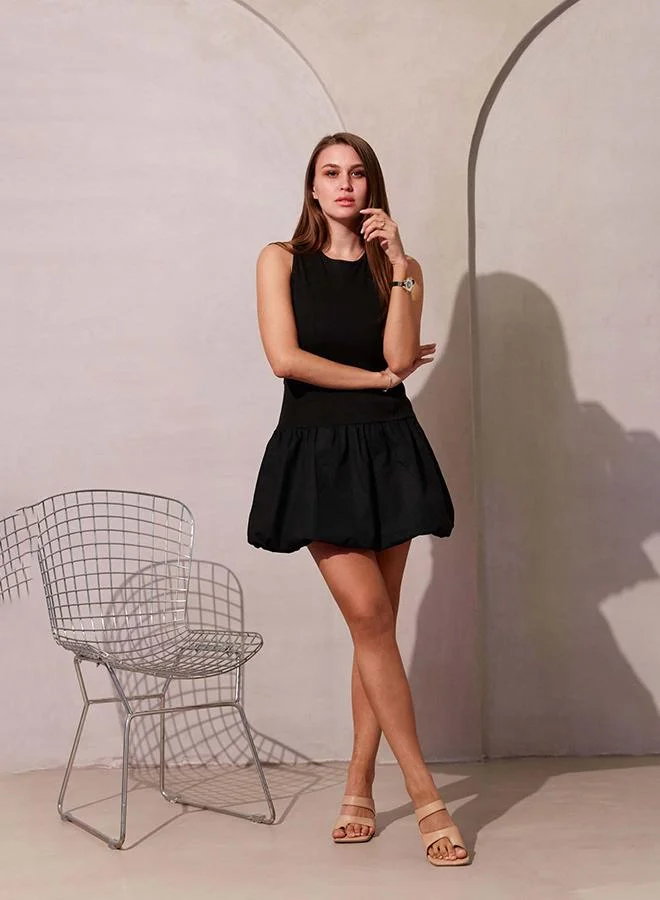 Virgio 100% Viscose And Bubble Hem Mini Dress