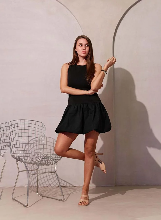 Virgio 100% Viscose And Bubble Hem Mini Dress
