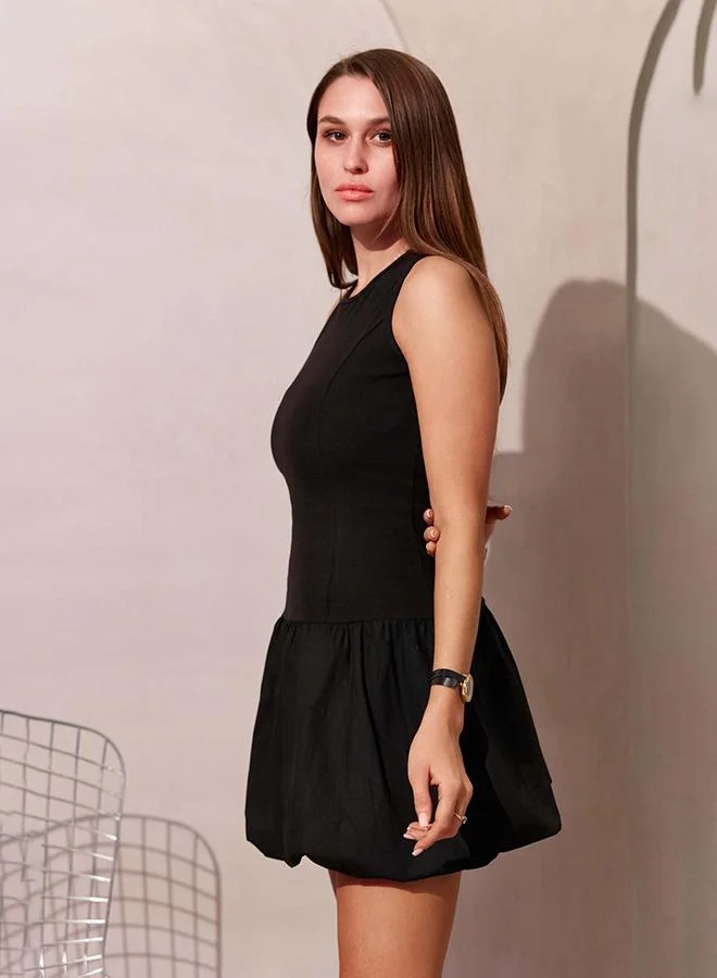 Virgio 100% Viscose And Bubble Hem Mini Dress