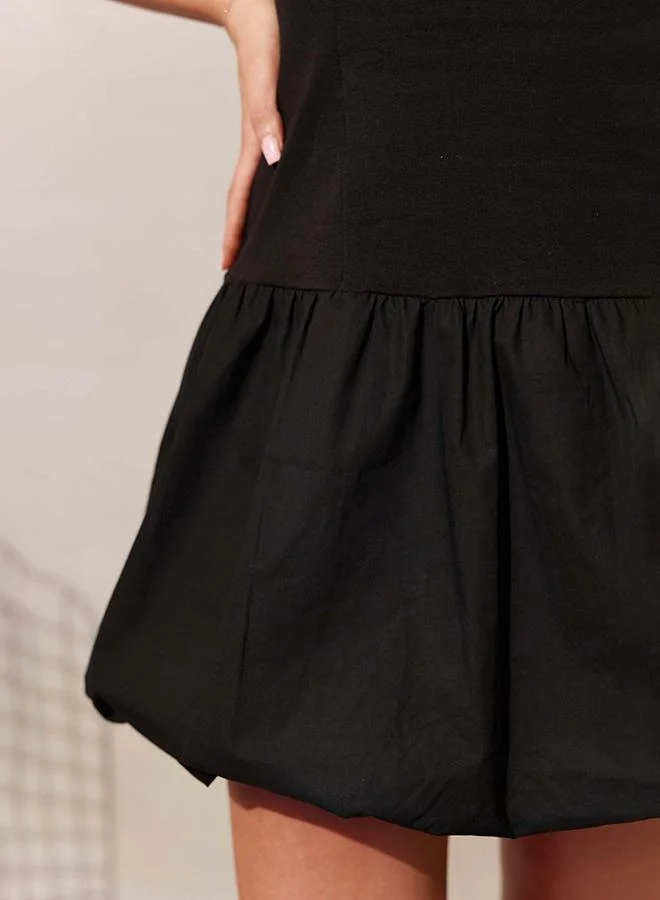 Virgio 100% Viscose And Bubble Hem Mini Dress