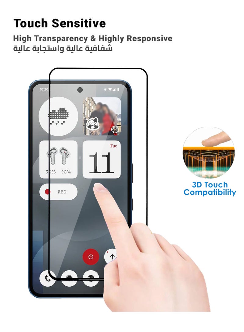 Nothing Phone 3A واقي الشاشة - زجاج مقسّى فاخر للشاشة الكاملة Nothing Phone 3A شفافية عالية، ملمس دقيق، مضاد للانفجار، حواف مقوسة ناعمة، سهل التركيب - Image 2