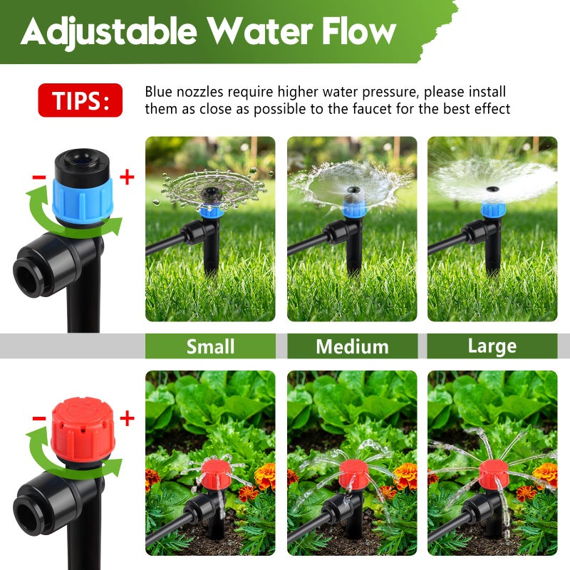 PUUKU 240FT Drip Irrigation System for Garden, 2026 Upgraded Quick-Connect Automatic Garden Watering System with 1/2" & 1/4" Tubing and Adjustable Nozzle Emitters for Greenhouse, Yard, Lawn, Raised Bed - Image 4