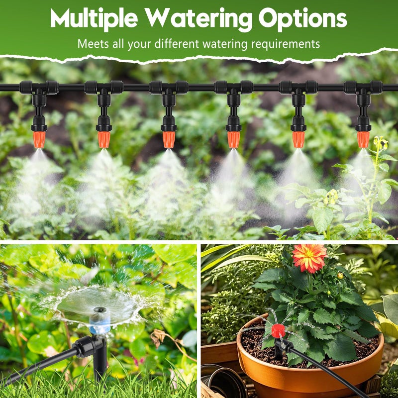 PUUKU 240FT Drip Irrigation System for Garden, 2026 Upgraded Quick-Connect Automatic Garden Watering System with 1/2" & 1/4" Tubing and Adjustable Nozzle Emitters for Greenhouse, Yard, Lawn, Raised Bed - Image 3