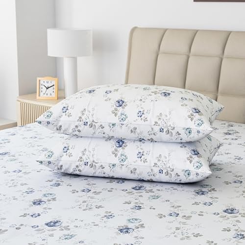 LINENWALAS 100% Cotton Percale King Size Pillow Case Set of 2, Crisp and Cooling 200 TC, Premium Cotton Printed Bed Pillow Covers (20X36 inch, Vineyard), White - Image 2