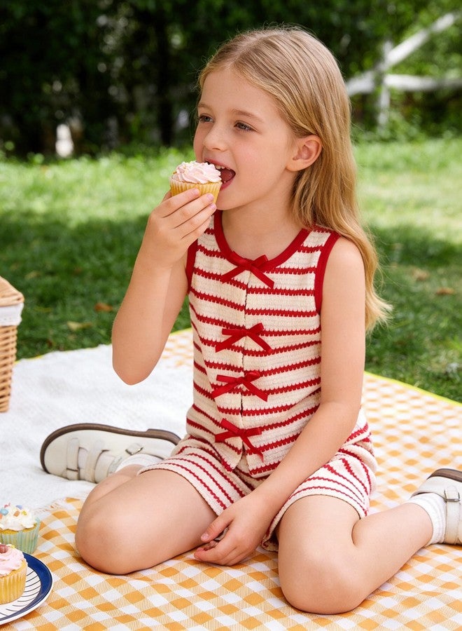 FJLSJSW Kids Toddler Girls Clothes Outfits Sleeveless Top Ruffle Shorts Set Summer Clothing Set 4-5 Years Red - Image 4