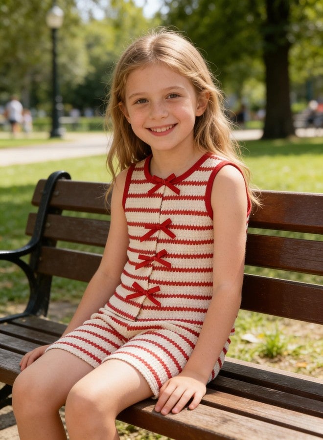 FJLSJSW Kids Toddler Girls Clothes Outfits Sleeveless Top Ruffle Shorts Set Summer Clothing Set 4-5 Years Red - Image 5
