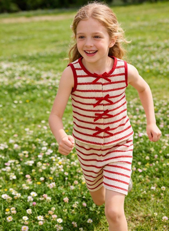 FJLSJSW Kids Toddler Girls Clothes Outfits Sleeveless Top Ruffle Shorts Set Summer Clothing Set 4-5 Years Red - Image 3